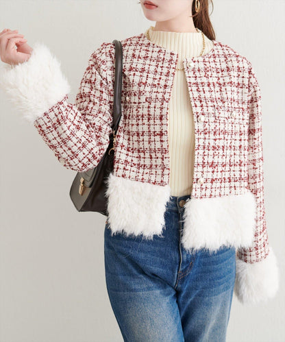 長毛絨花呢夾克