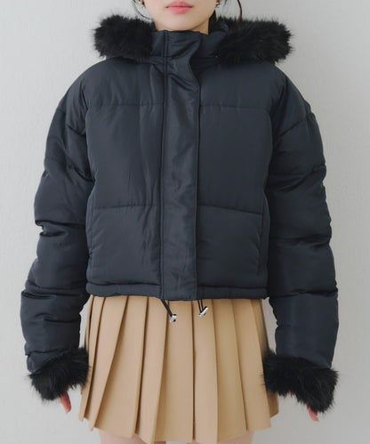 帶仿皮草拉鍊環保羽絨服