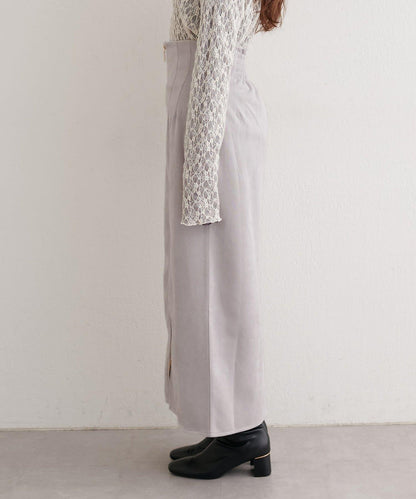 麂皮翻折腰半身裙