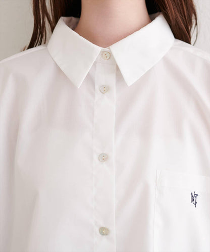 帶口袋刺繡寬鬆襯衫