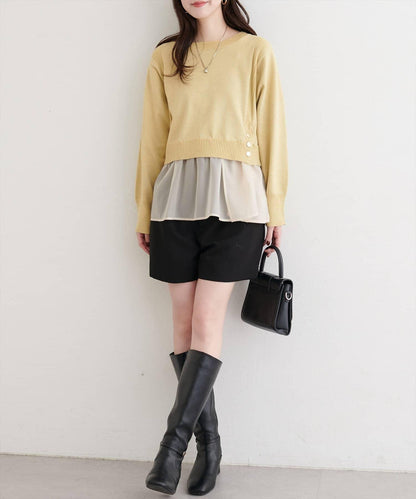 可拆卸下襬荷葉邊針織衫