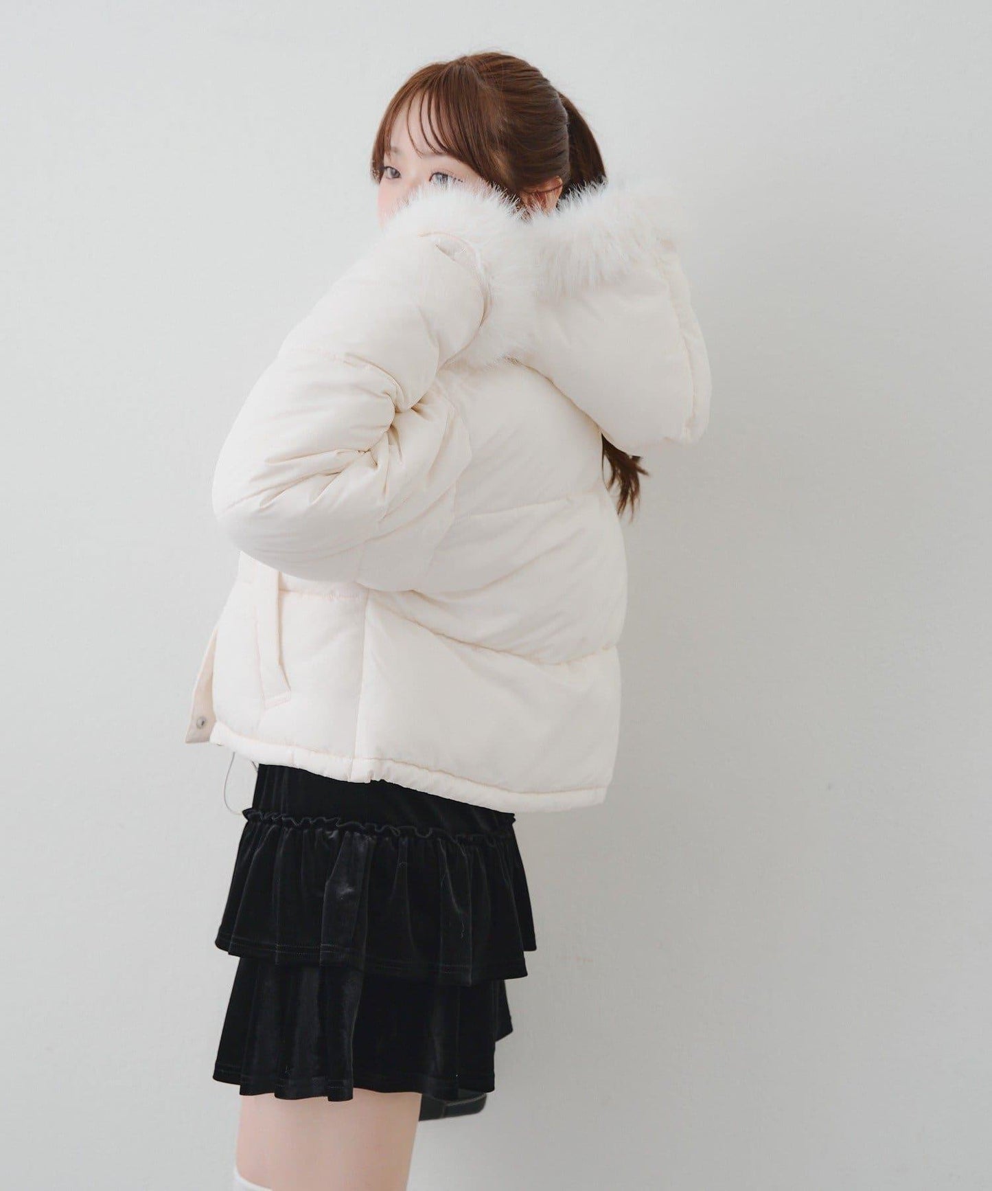 帶仿皮草拉鍊環保羽絨服