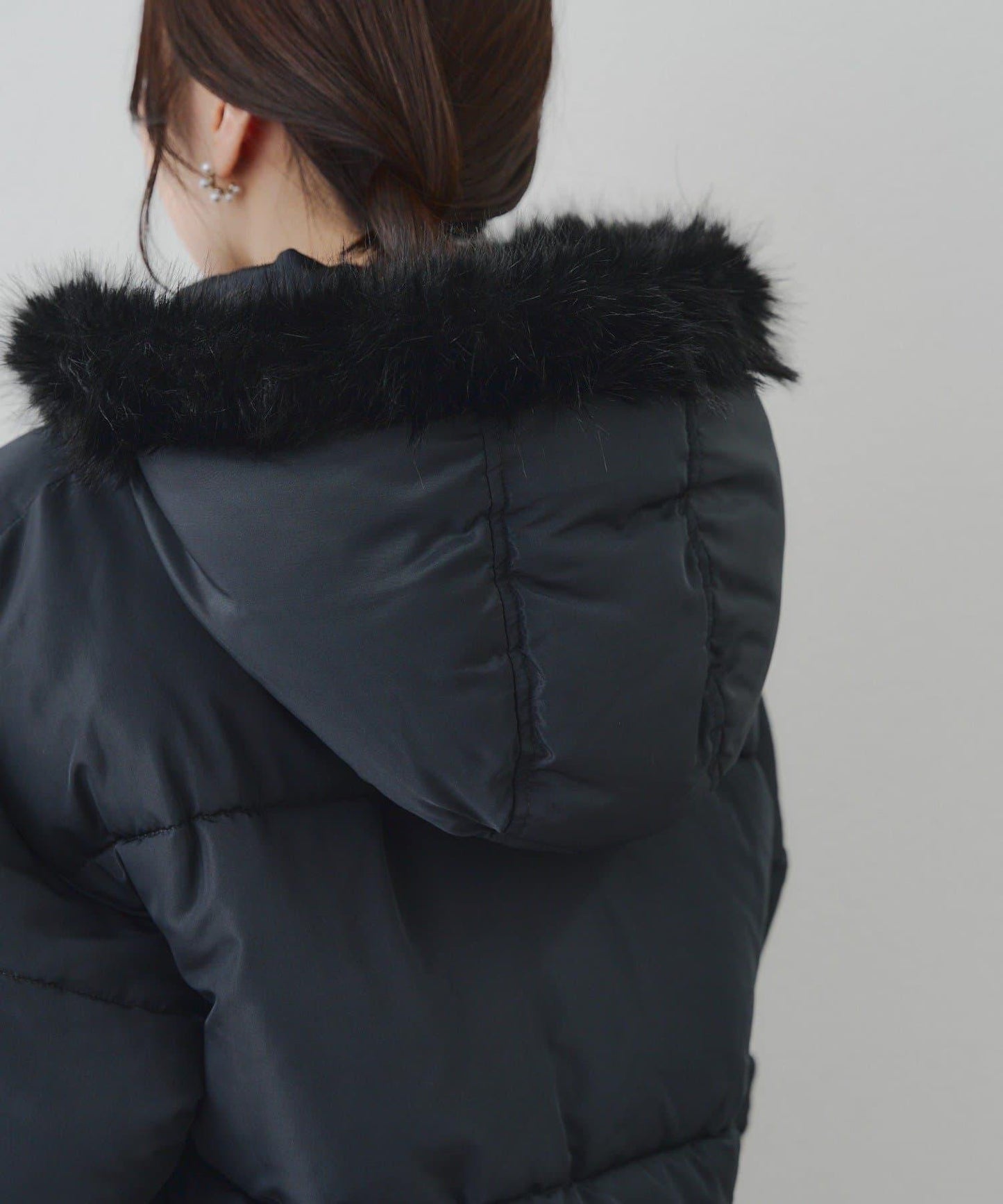 帶仿皮草拉鍊環保羽絨服