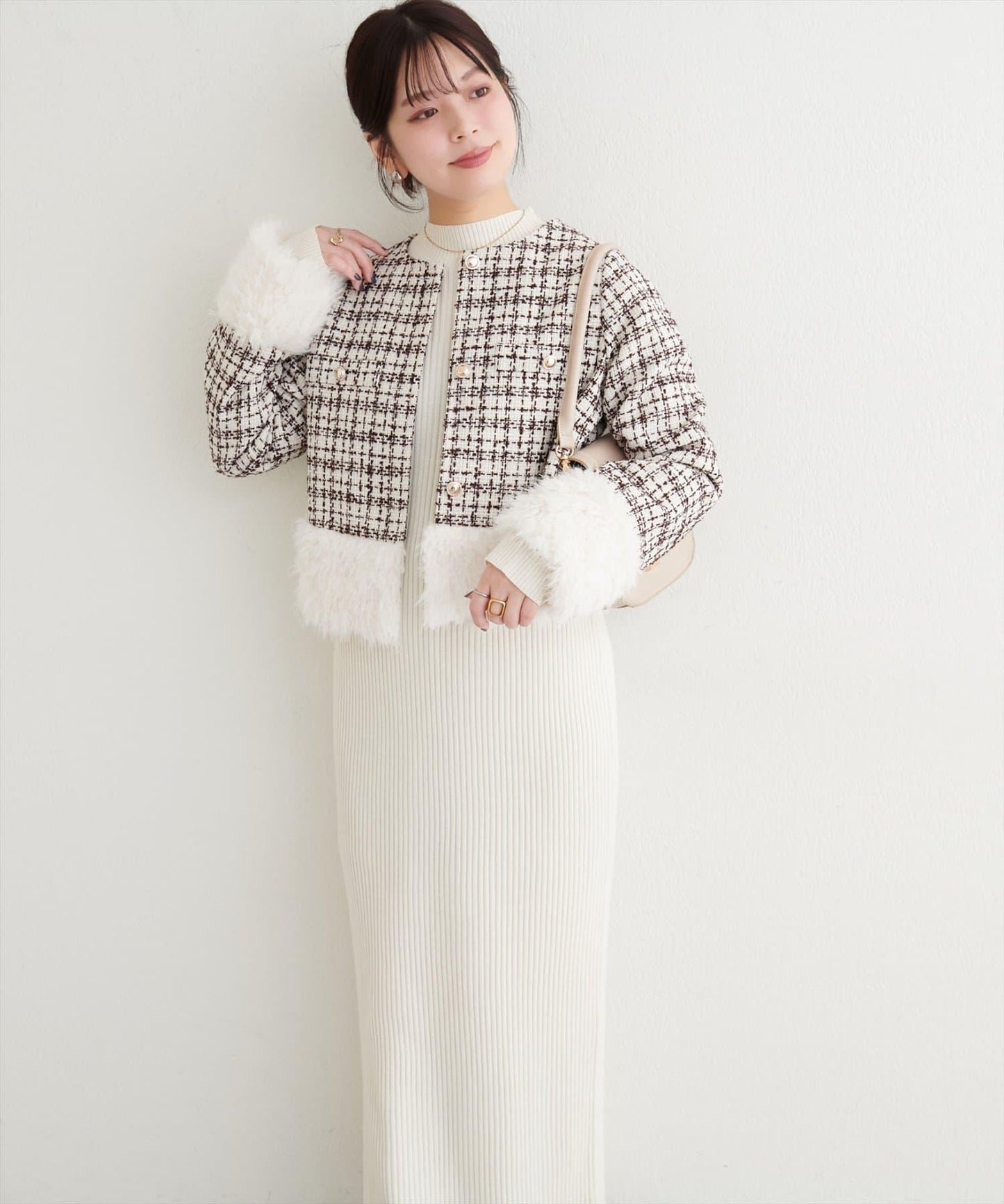 長毛絨花呢夾克