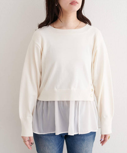 可拆卸下襬荷葉邊針織衫