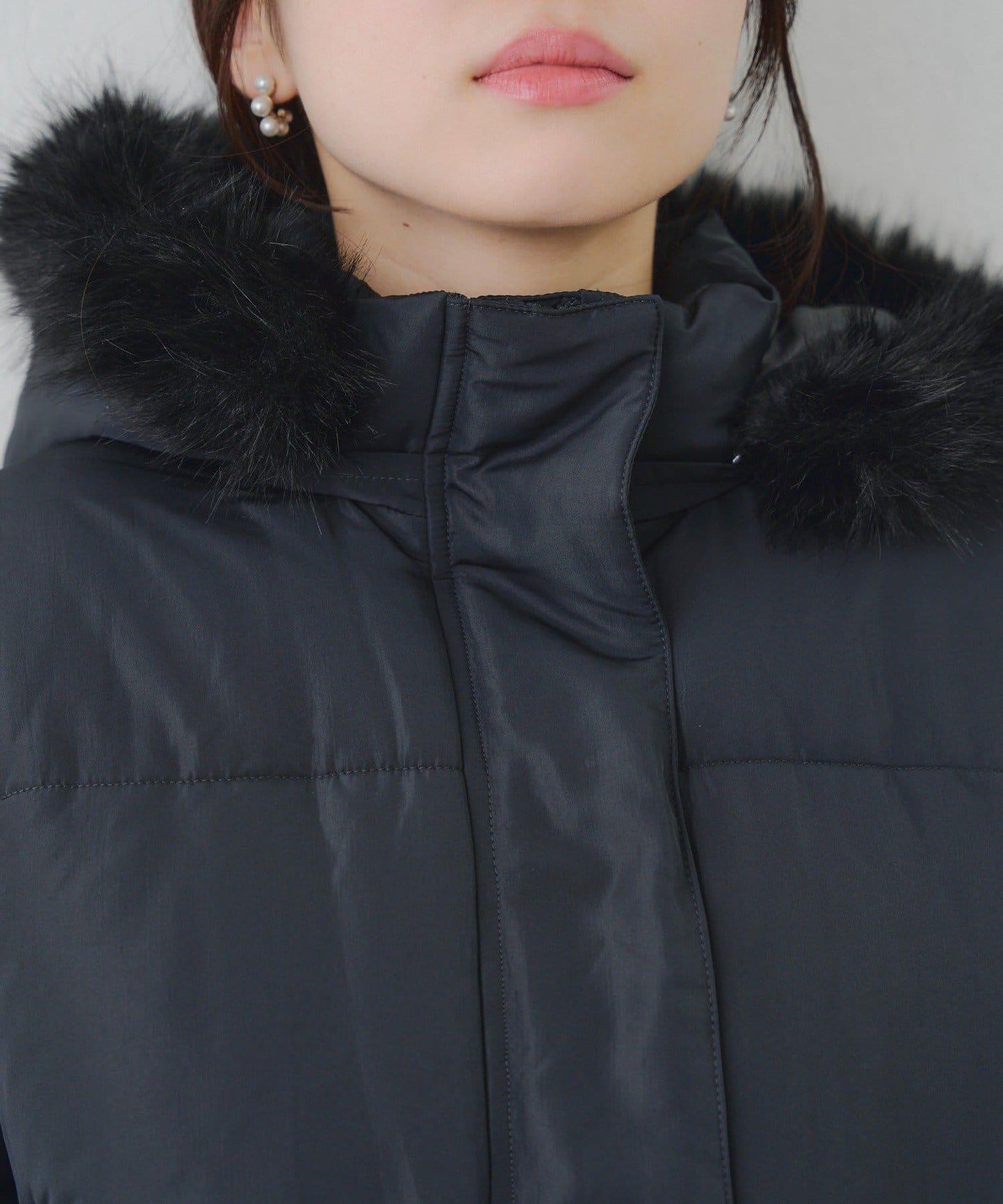 帶仿皮草拉鍊環保羽絨服