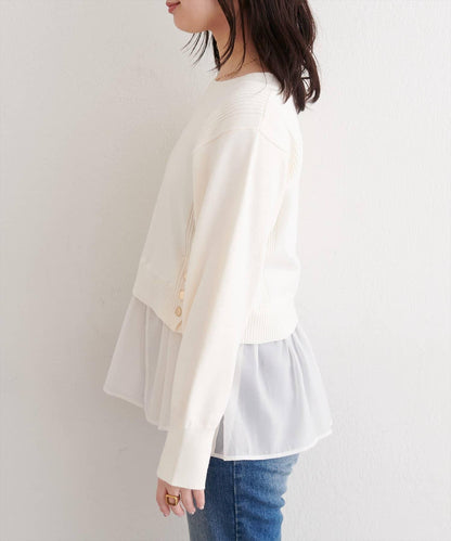 可拆卸下襬荷葉邊針織衫