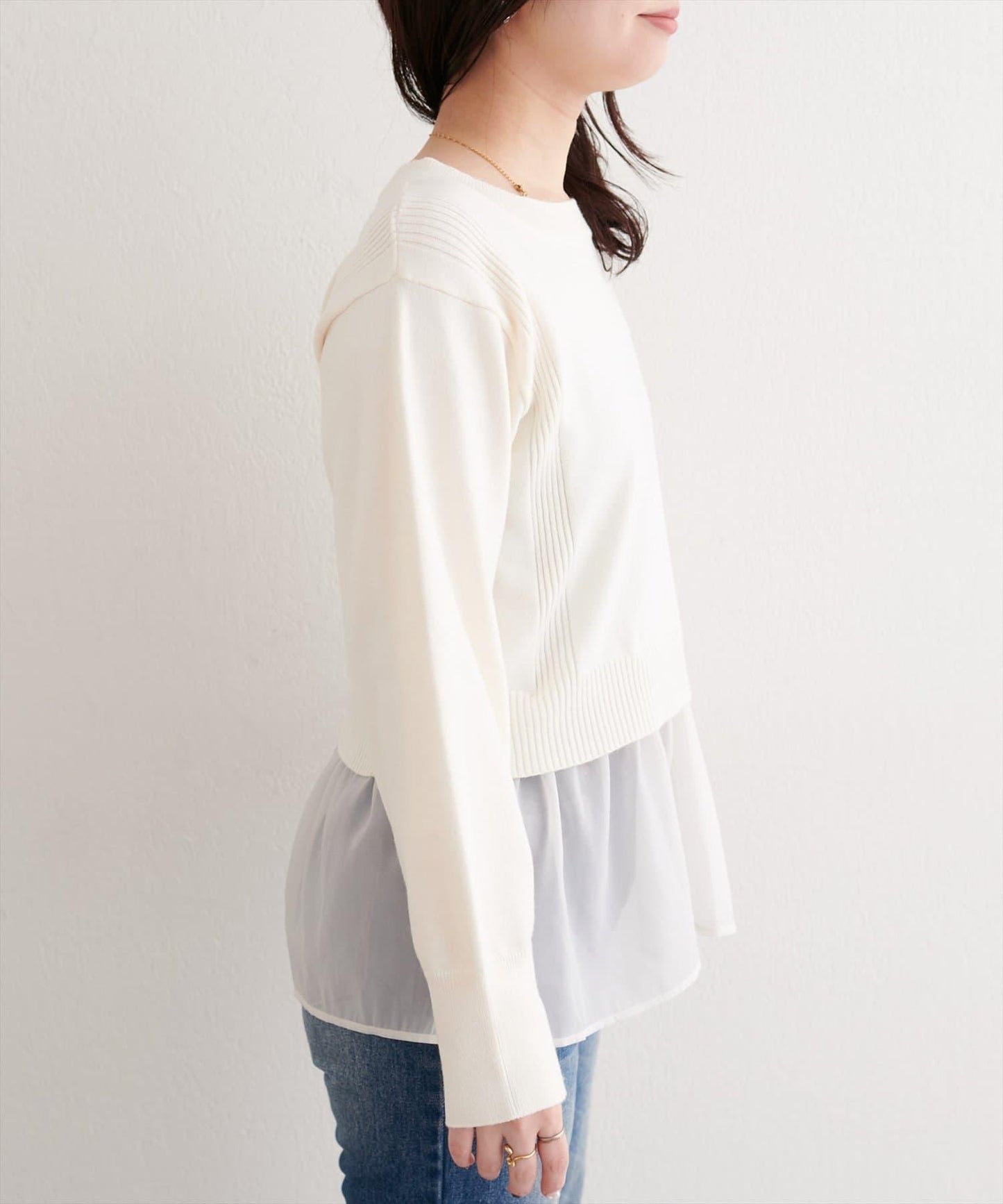 可拆卸下襬荷葉邊針織衫