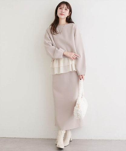 短款連帽衛衣+荷葉邊吊帶套裝