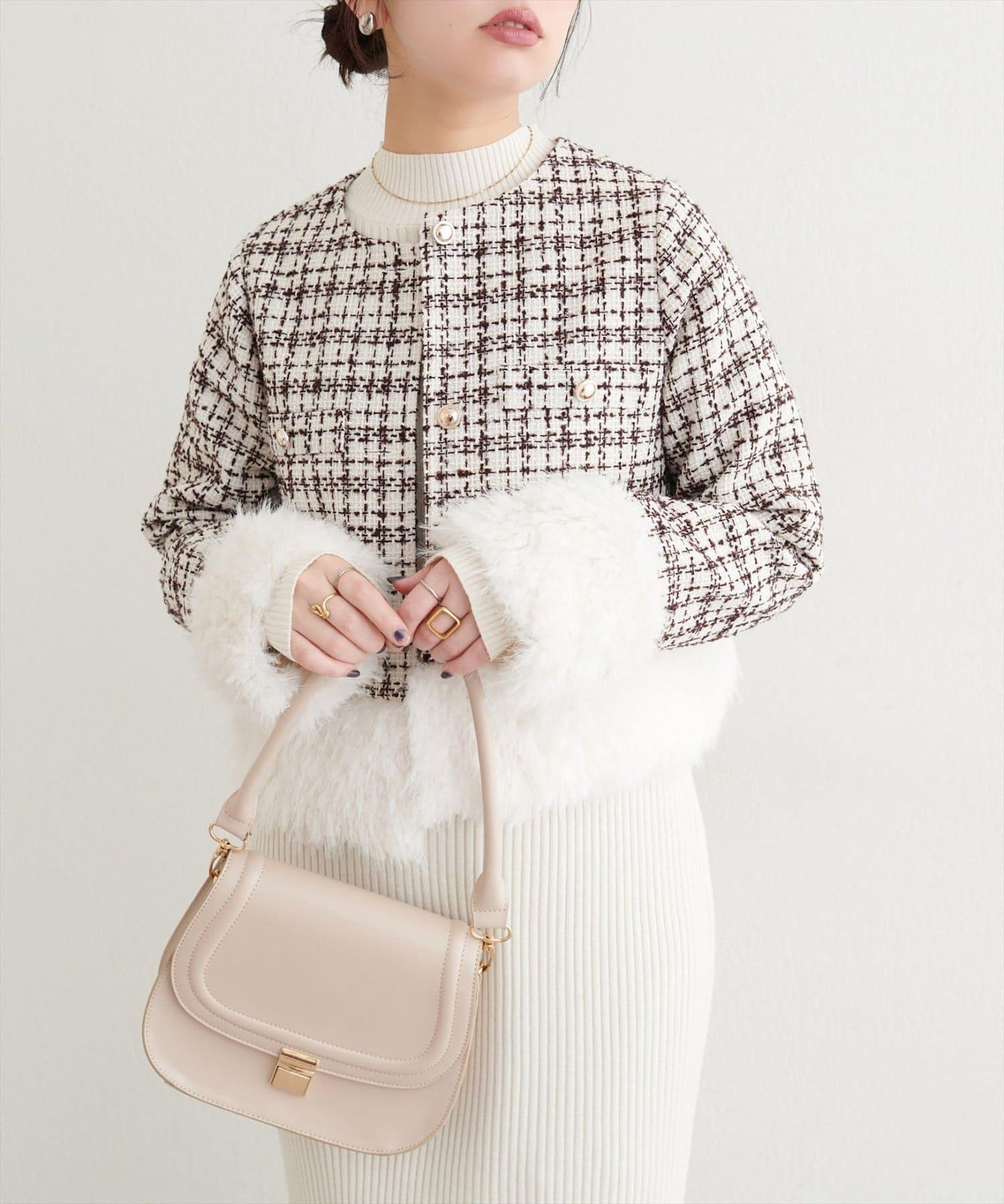 長毛絨花呢夾克