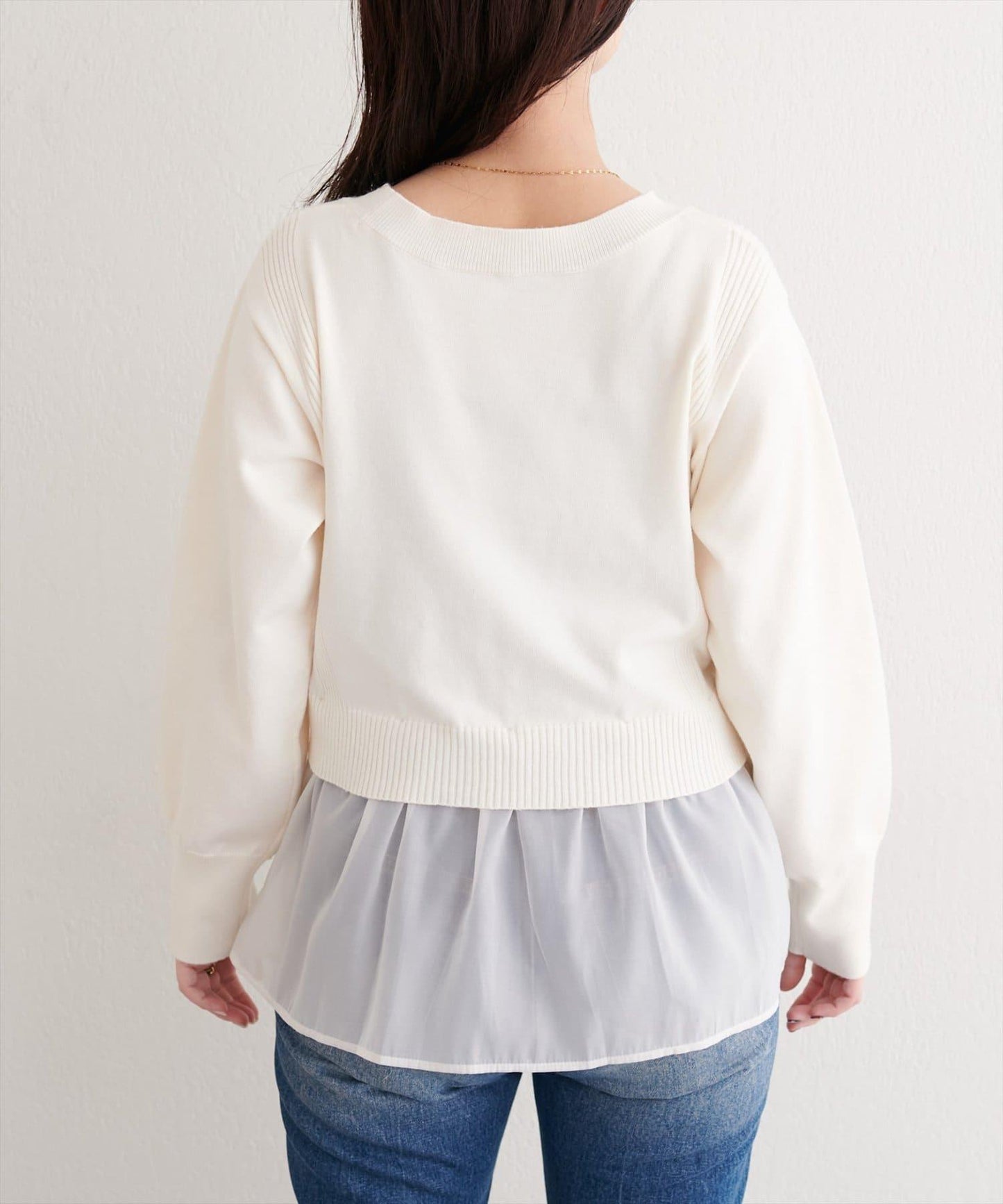可拆卸下襬荷葉邊針織衫