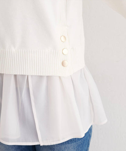 可拆卸下襬荷葉邊針織衫