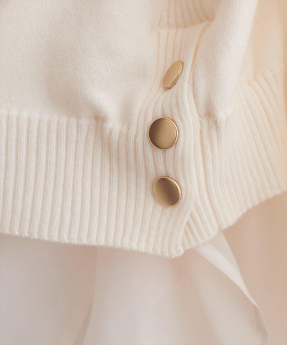 可拆卸下襬荷葉邊針織衫