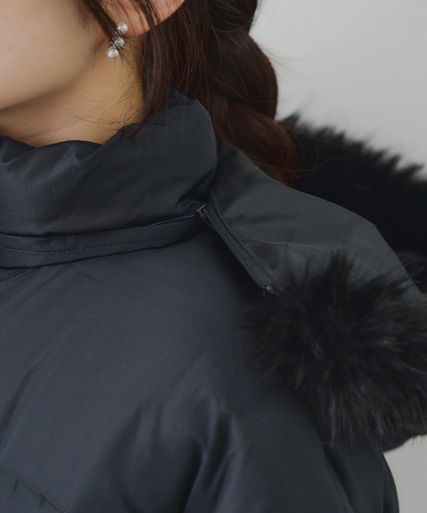 帶仿皮草拉鍊環保羽絨服