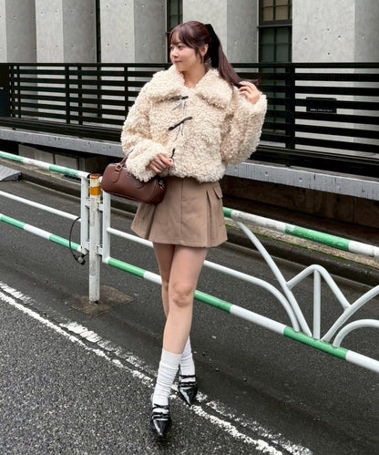 【可選兩種長度！】多功能蝴蝶結短絨夾克【官網！】