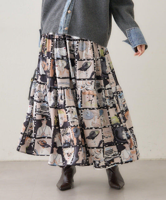 【NAO】藝術圖案喇叭裙