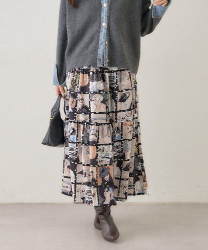 【NAO】藝術圖案喇叭裙
