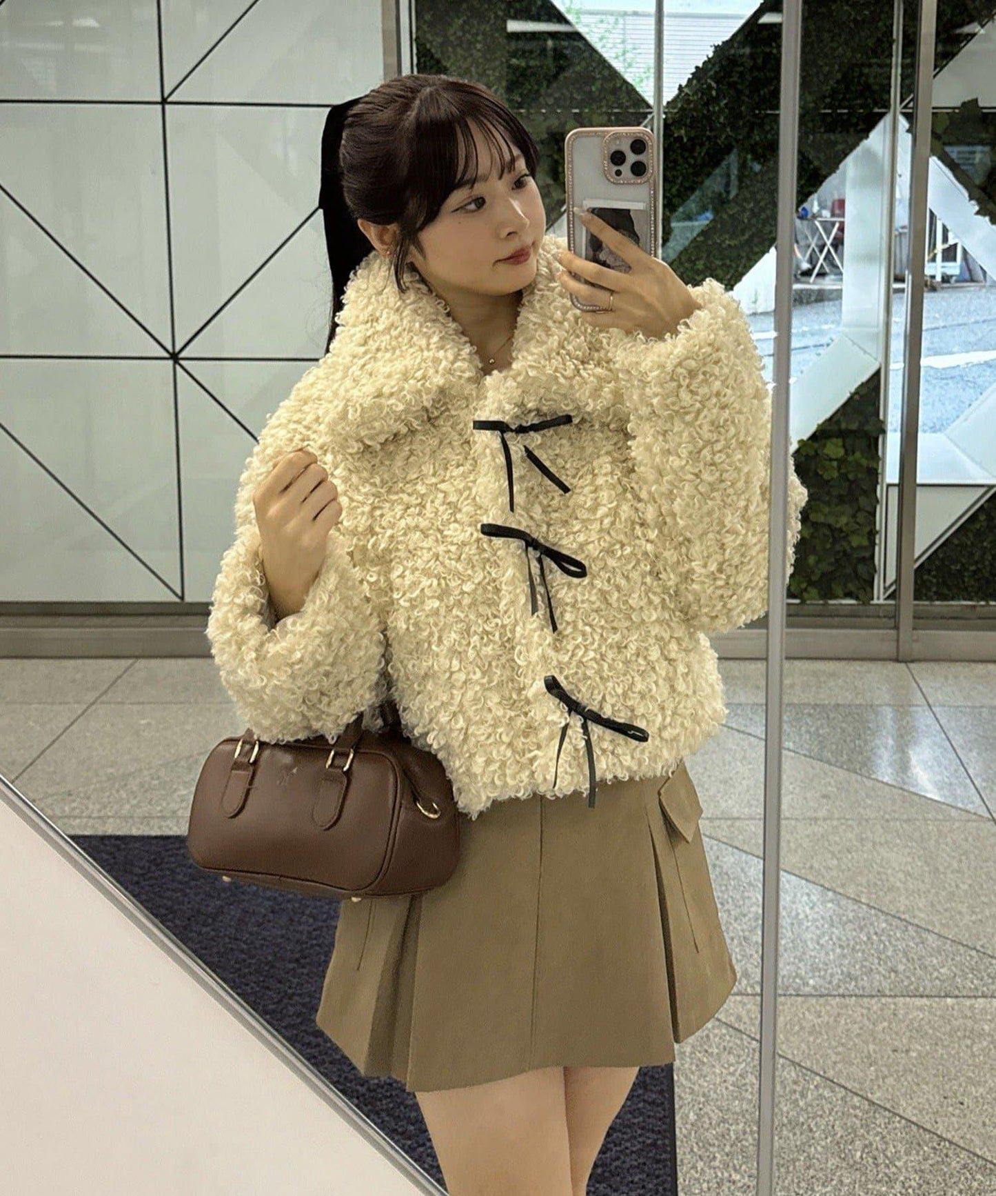 【可選兩種長度！】多功能蝴蝶結短絨夾克【官網！】