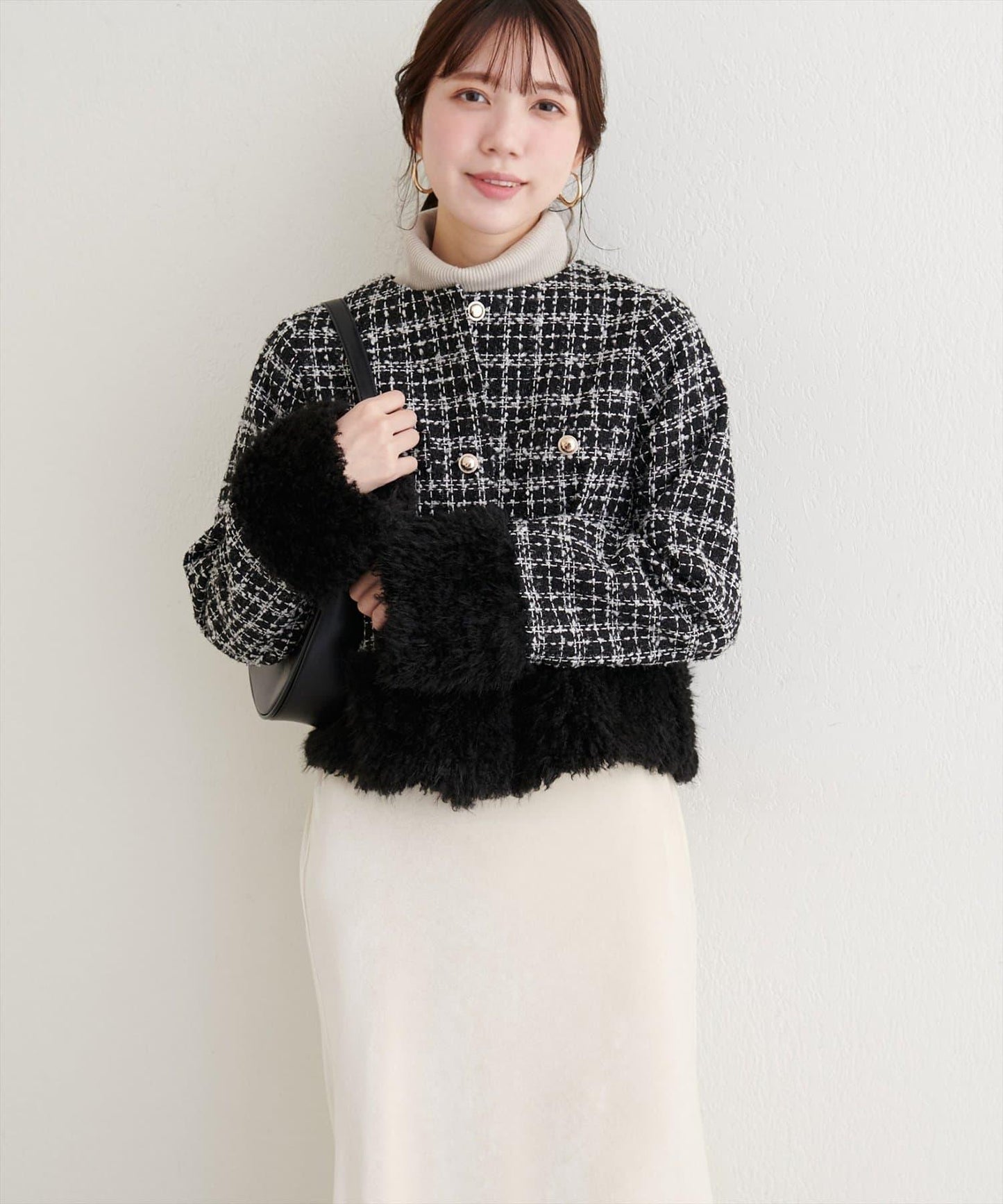 長毛絨花呢夾克