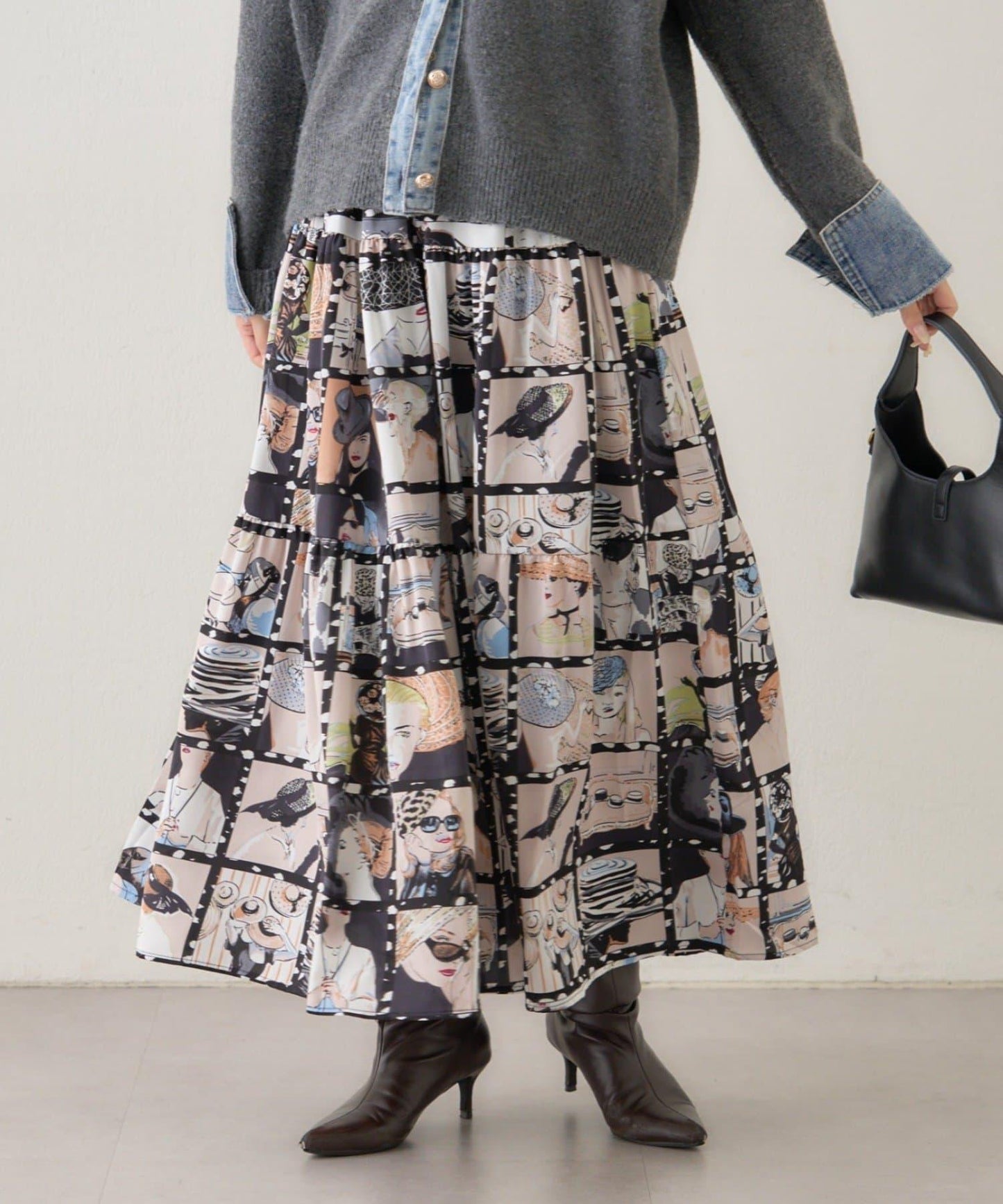 【NAO】藝術圖案喇叭裙