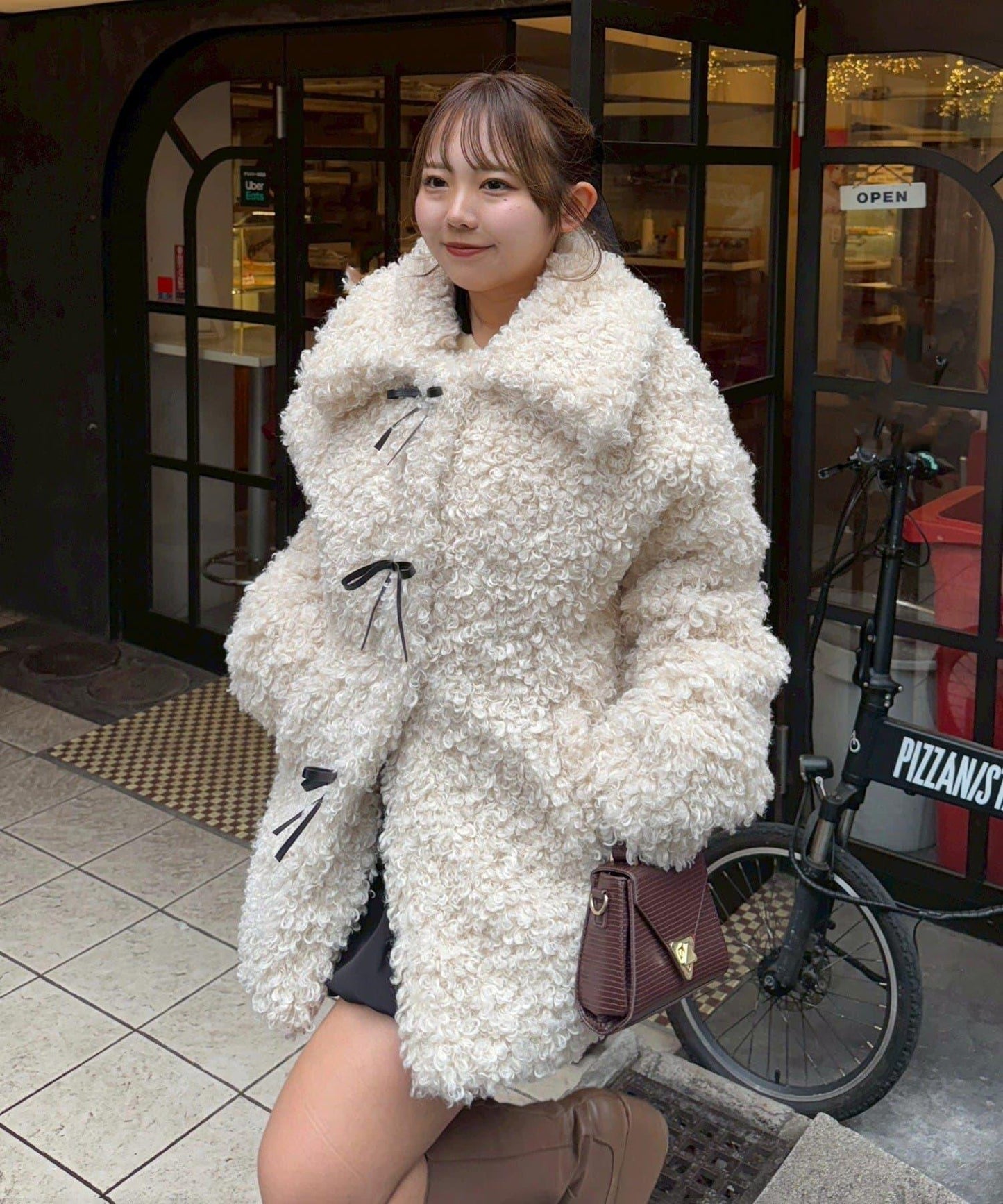 【可選兩種長度！】多功能蝴蝶結短絨夾克【官網！】