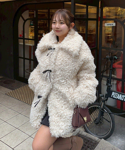 【可選兩種長度！】多功能蝴蝶結短絨夾克【官網！】