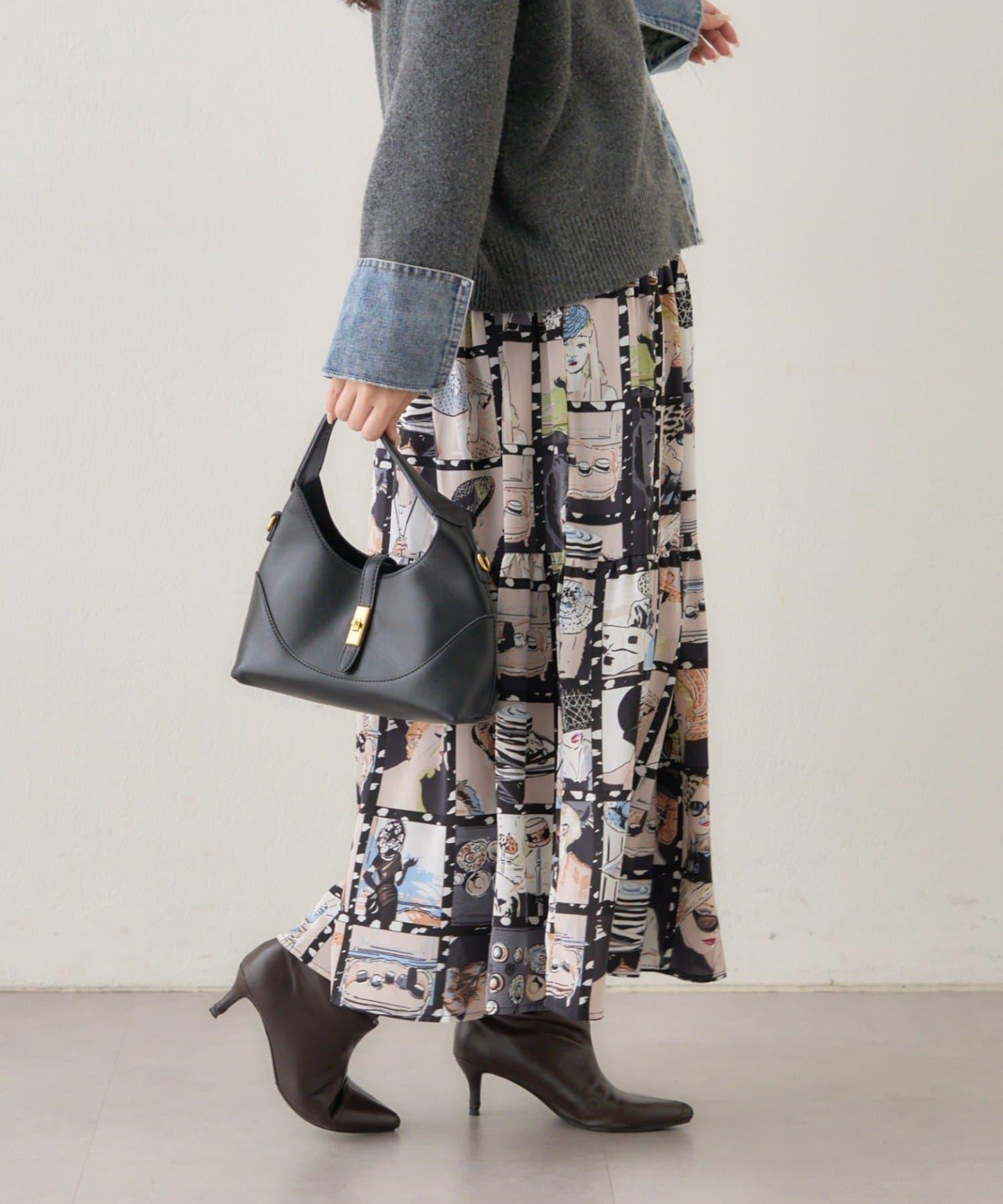 【NAO】藝術圖案喇叭裙