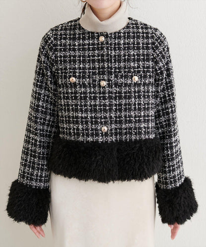長毛絨花呢夾克