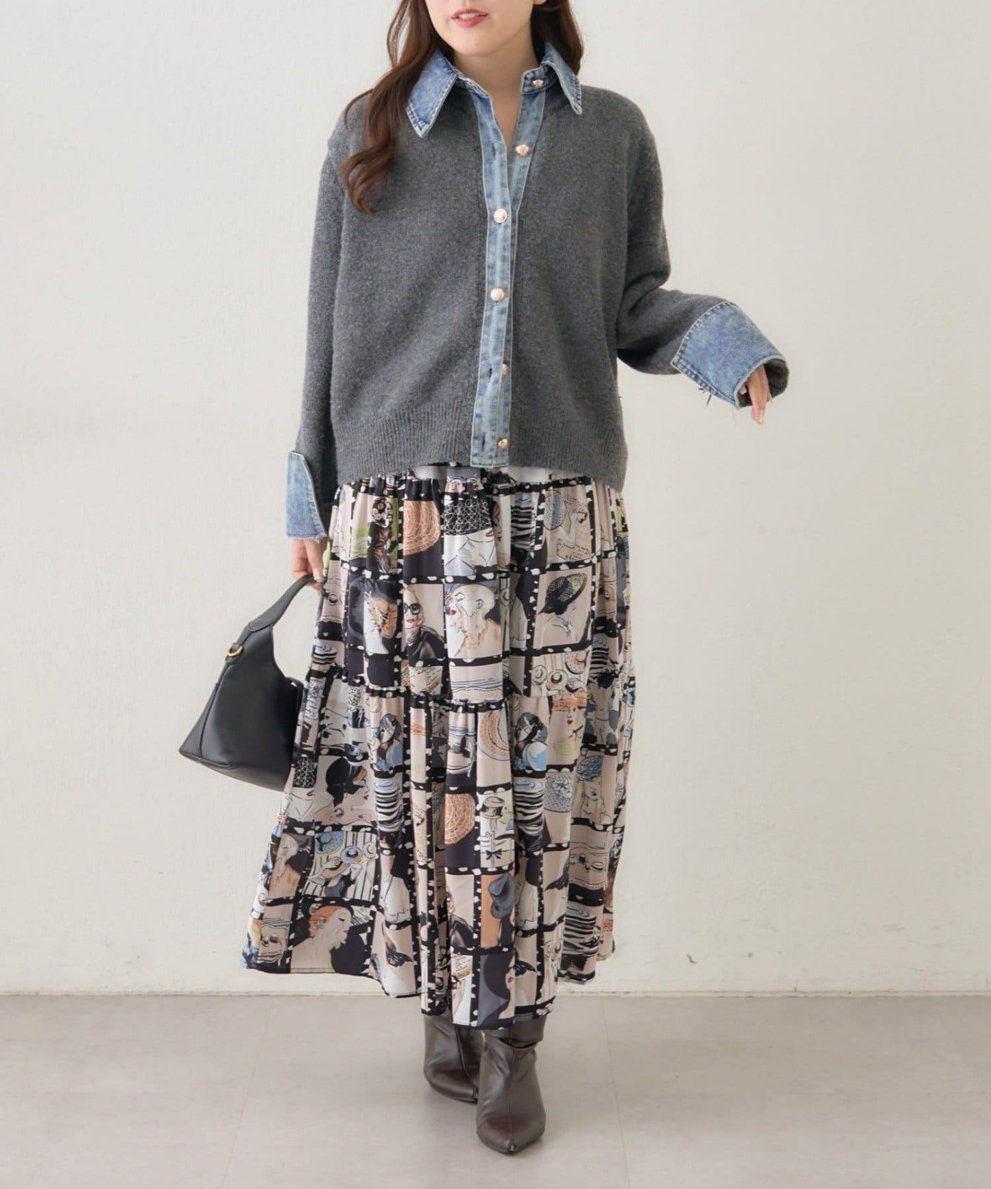 【NAO】藝術圖案喇叭裙