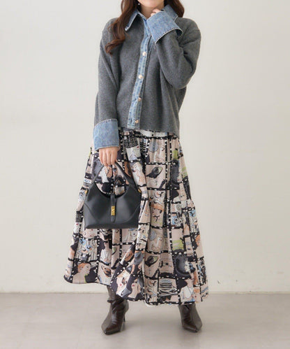 【NAO】藝術圖案喇叭裙