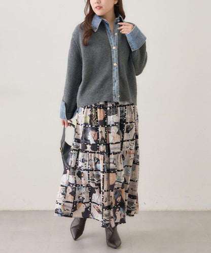 【NAO】藝術圖案喇叭裙