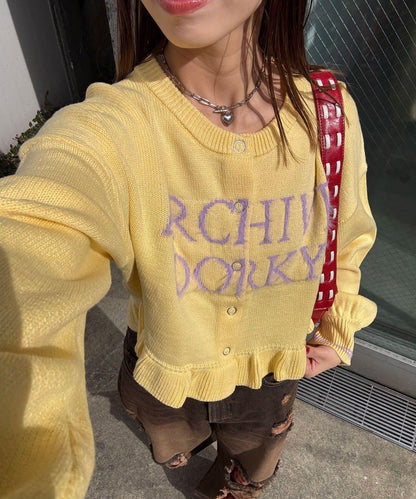 拼色流蘇標誌荷葉邊針織開衫