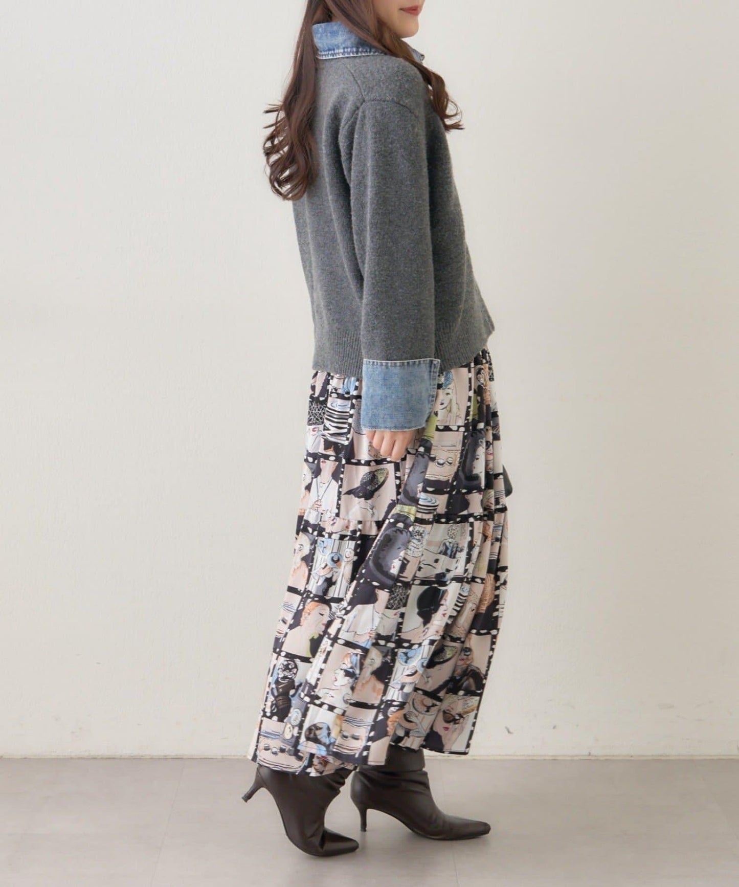 【NAO】藝術圖案喇叭裙