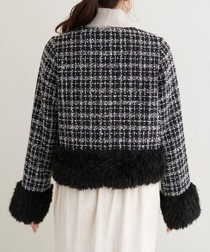 長毛絨花呢夾克