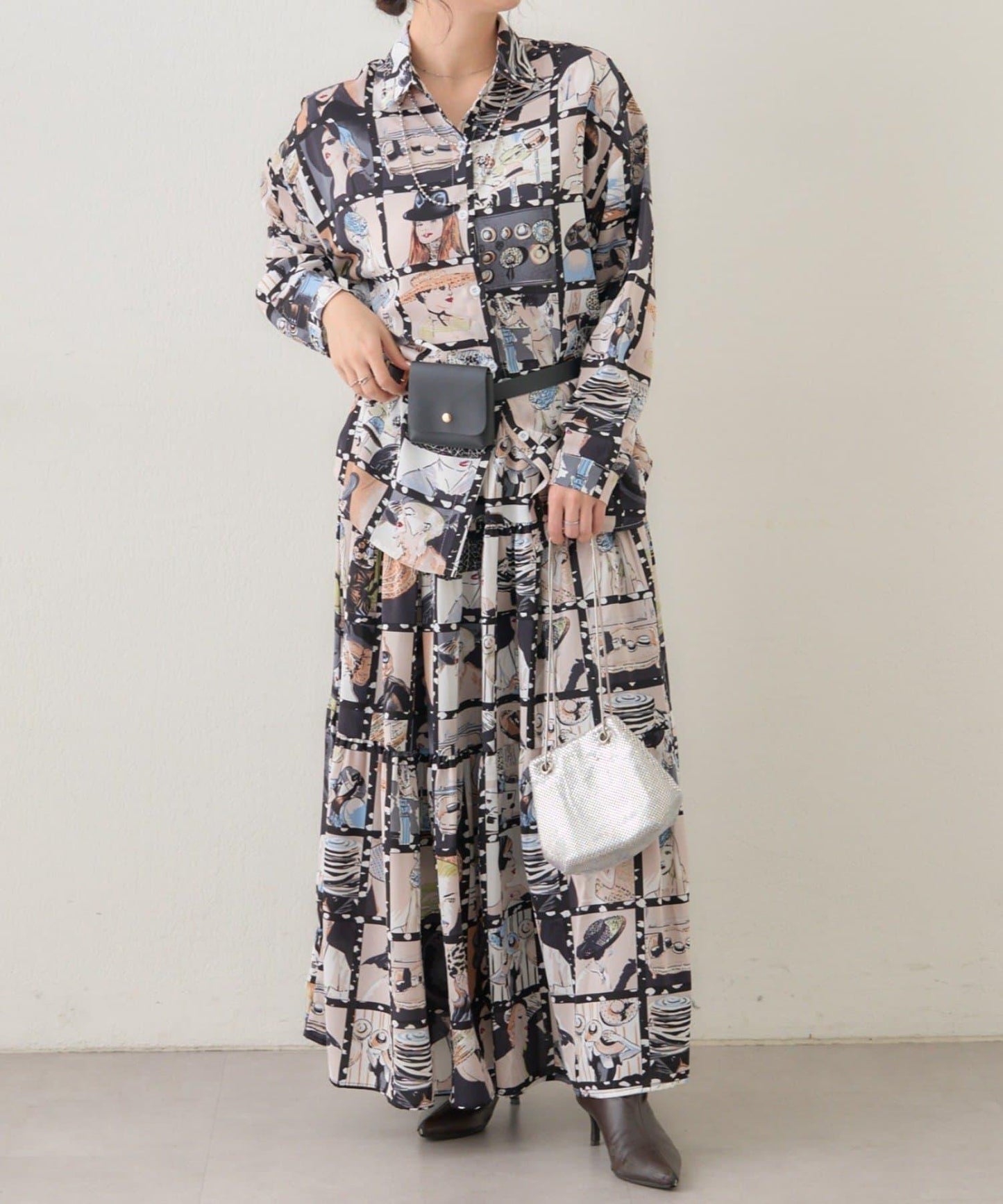 【NAO】藝術圖案喇叭裙