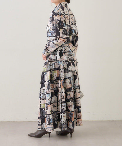 【NAO】藝術圖案喇叭裙