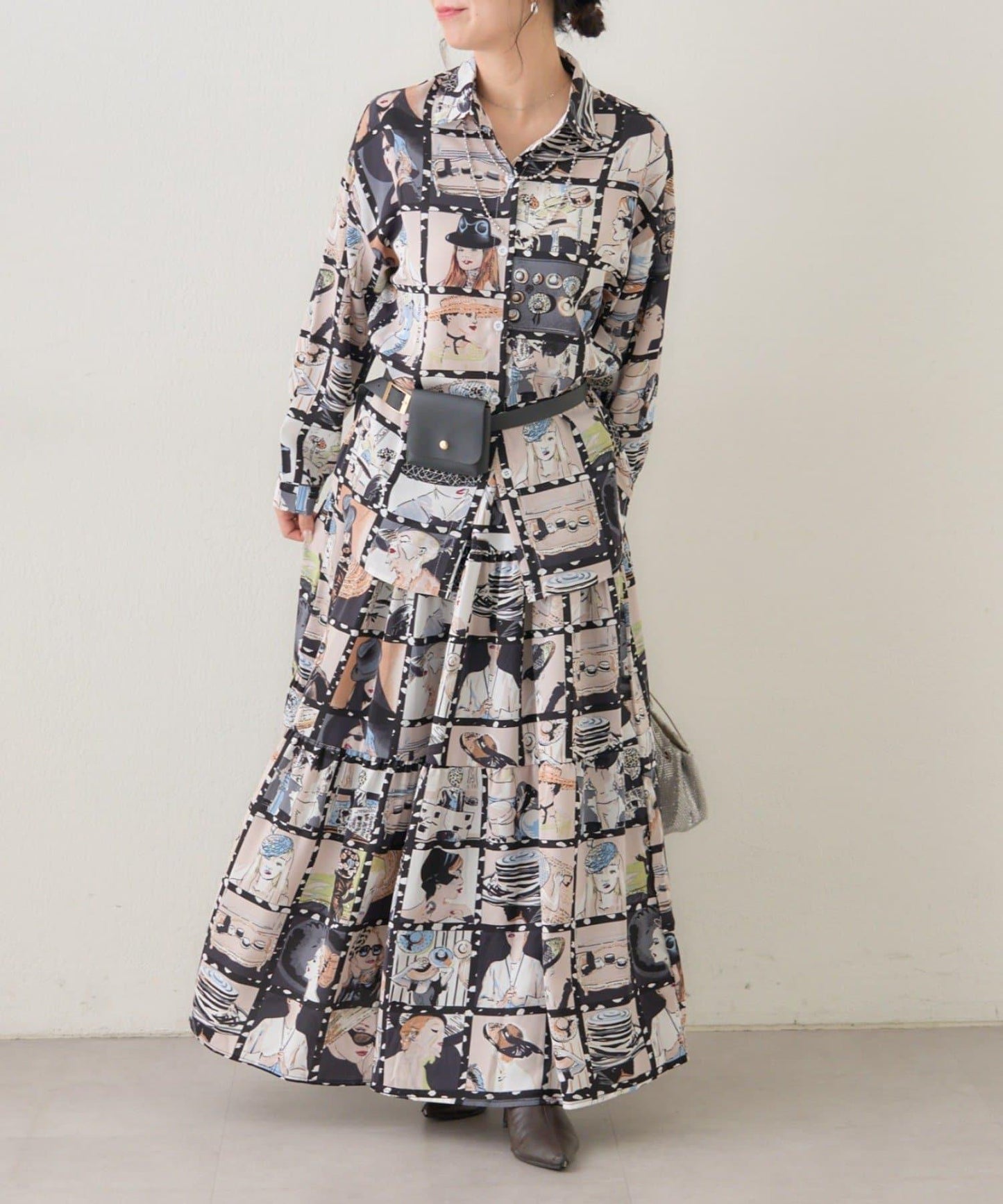 【NAO】藝術圖案喇叭裙