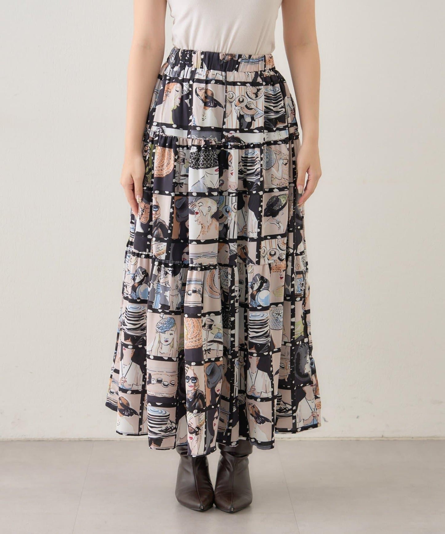 【NAO】藝術圖案喇叭裙