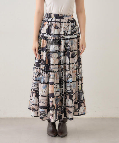 【NAO】藝術圖案喇叭裙