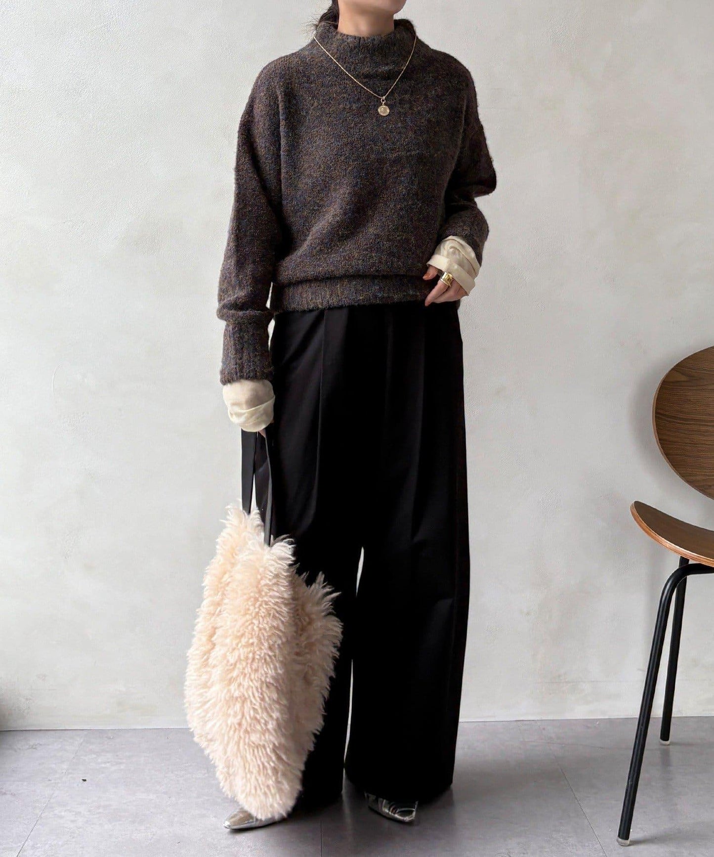 MIX長絨高領套頭衫