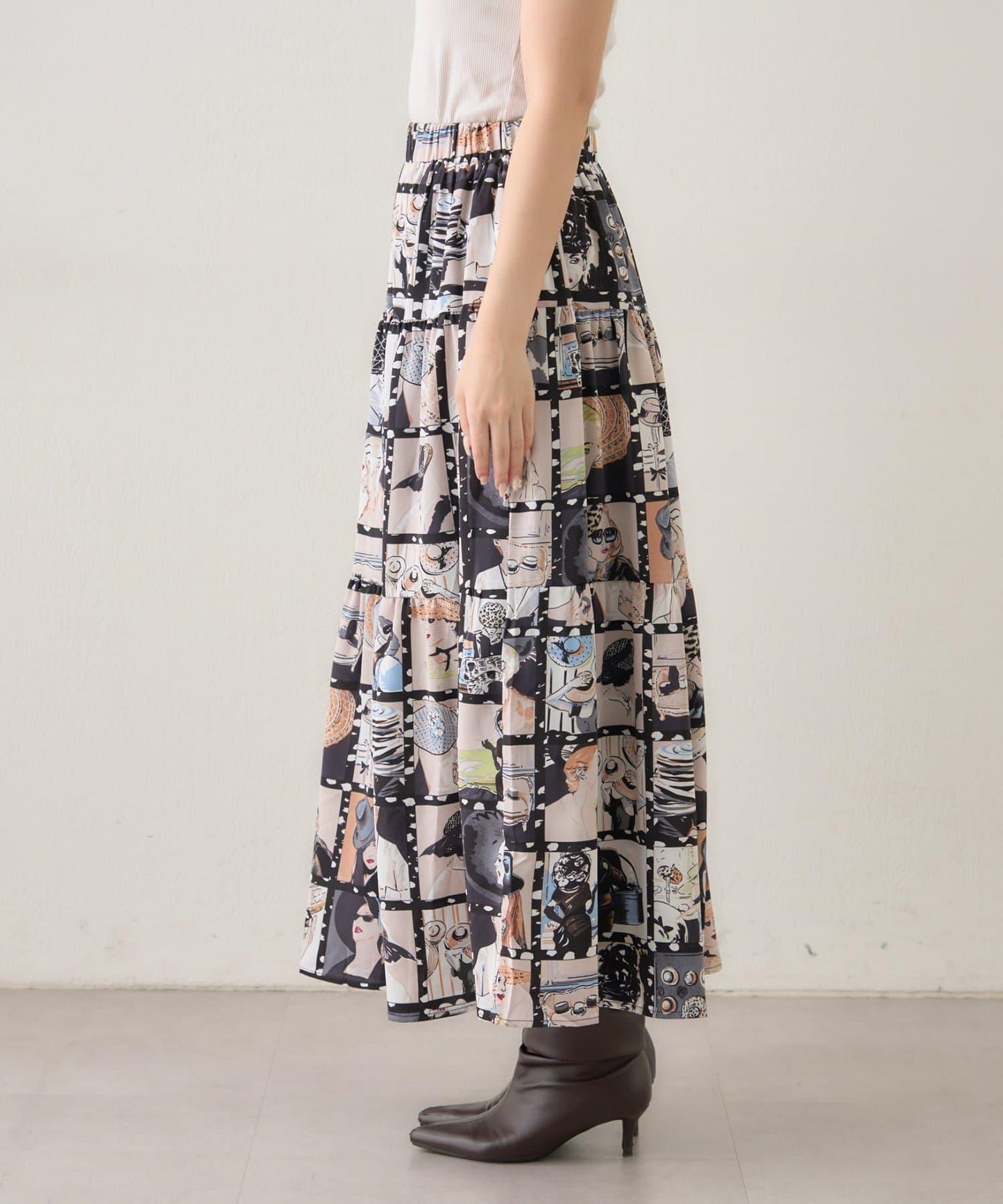 【NAO】藝術圖案喇叭裙