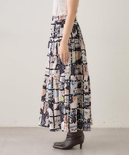 【NAO】藝術圖案喇叭裙