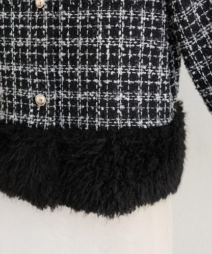 長毛絨花呢夾克