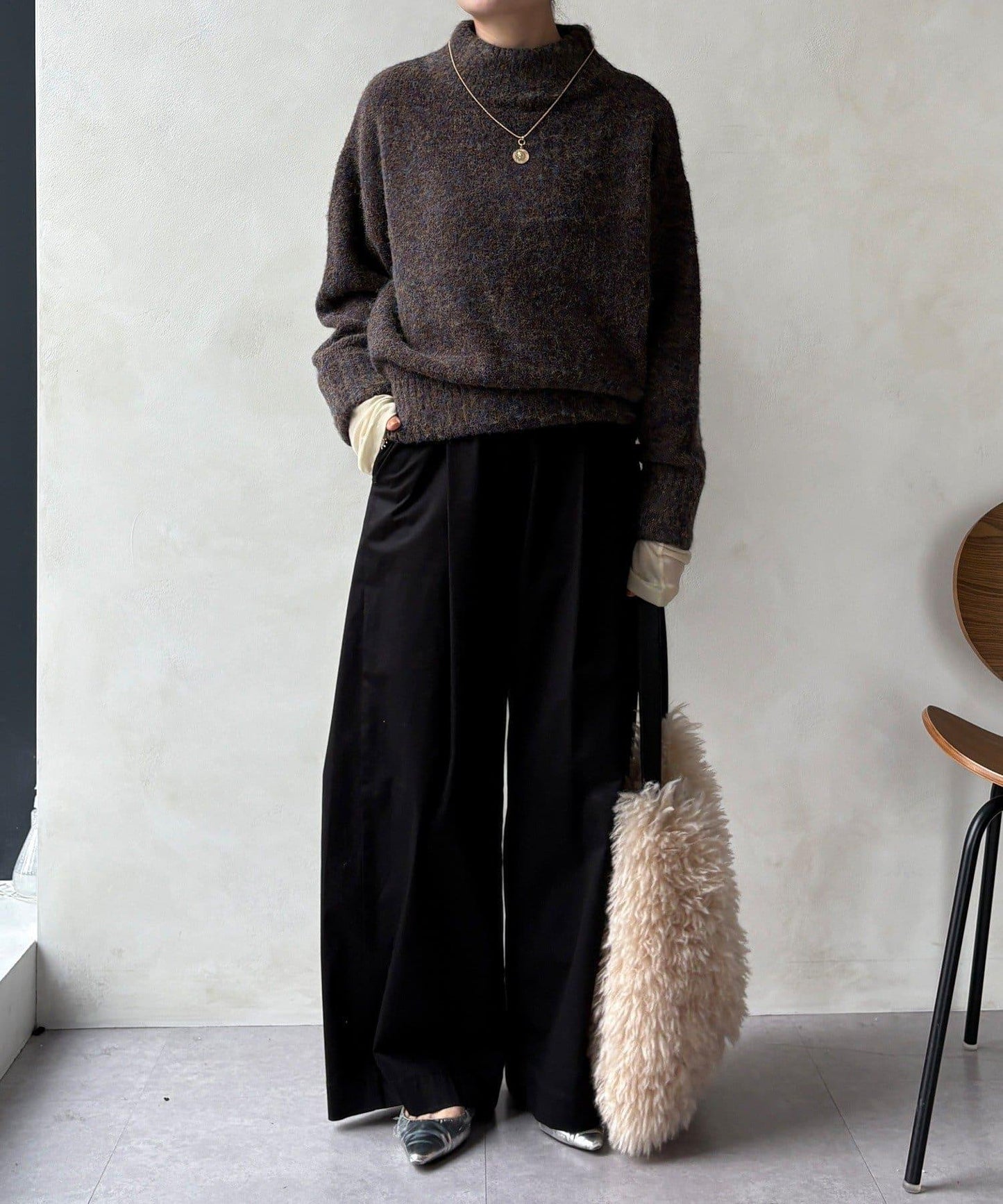 MIX長絨高領套頭衫