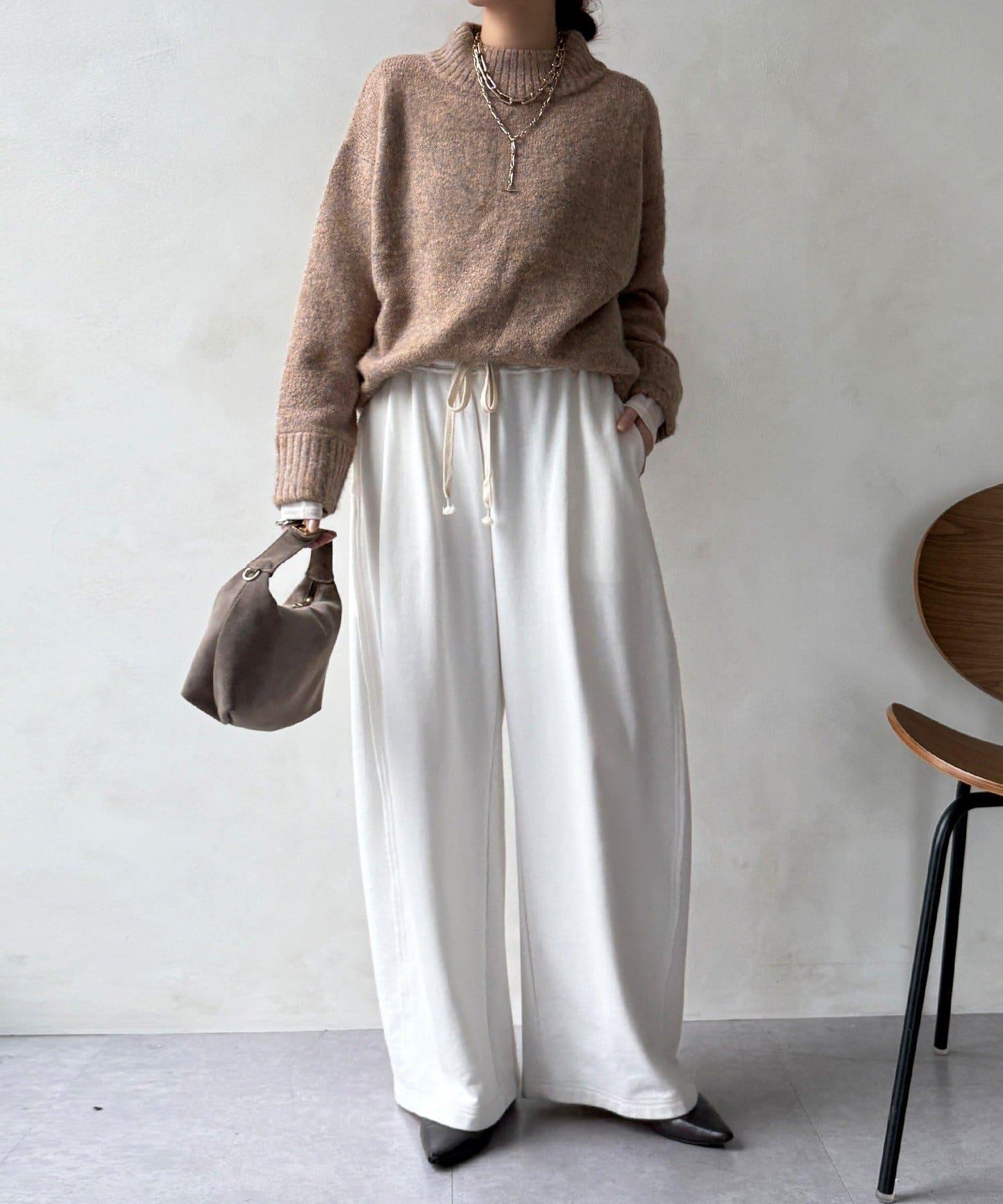 MIX長絨高領套頭衫