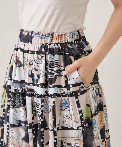 【NAO】藝術圖案喇叭裙