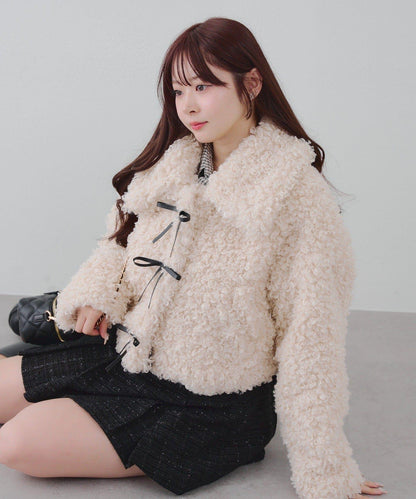 【可選兩種長度！】多功能蝴蝶結短絨夾克【官網！】