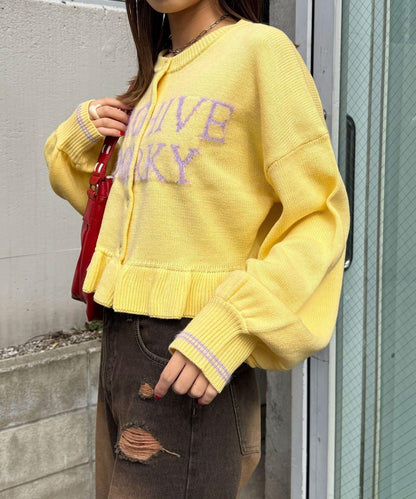 拼色流蘇標誌荷葉邊針織開衫