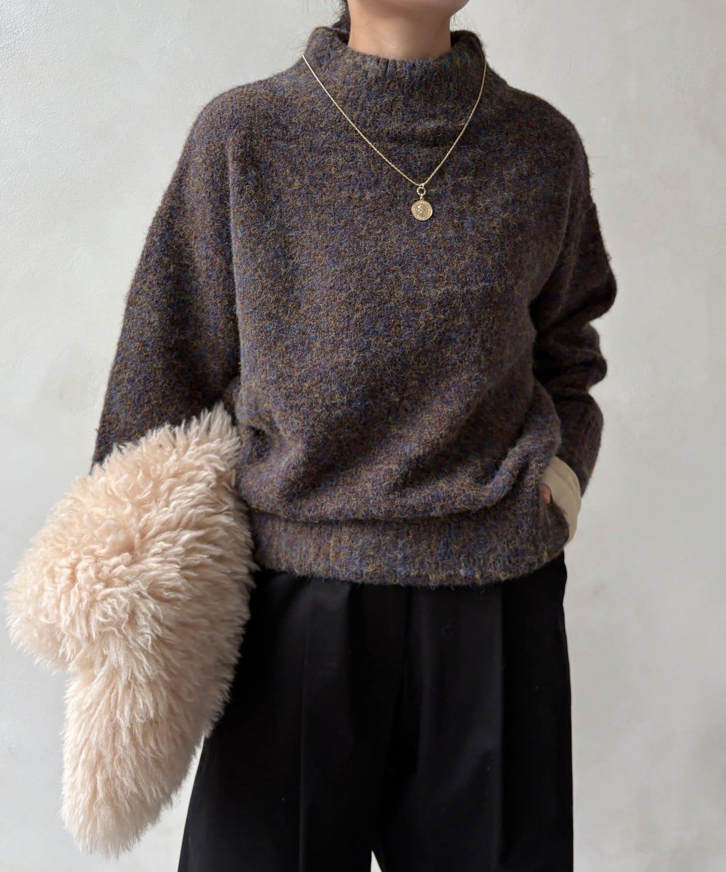 MIX長絨高領套頭衫