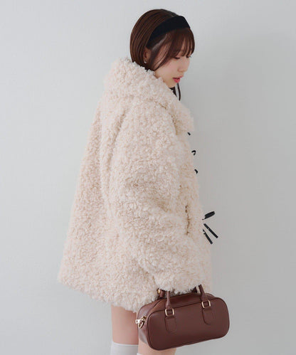 【可選兩種長度！】多功能蝴蝶結短絨夾克【官網！】